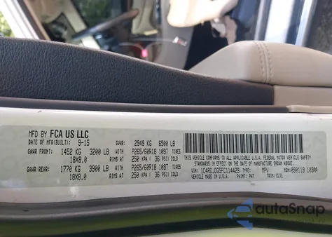 2015 Dodge Durango Limited из США, поврежденный, VIN 1C4RDJDG5FC114429